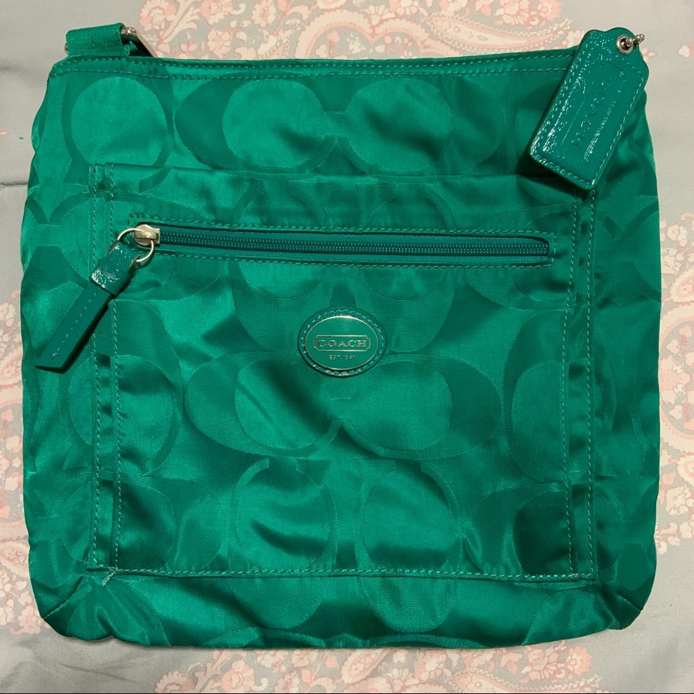 Crossbody shoulder bag green / blue coach bag